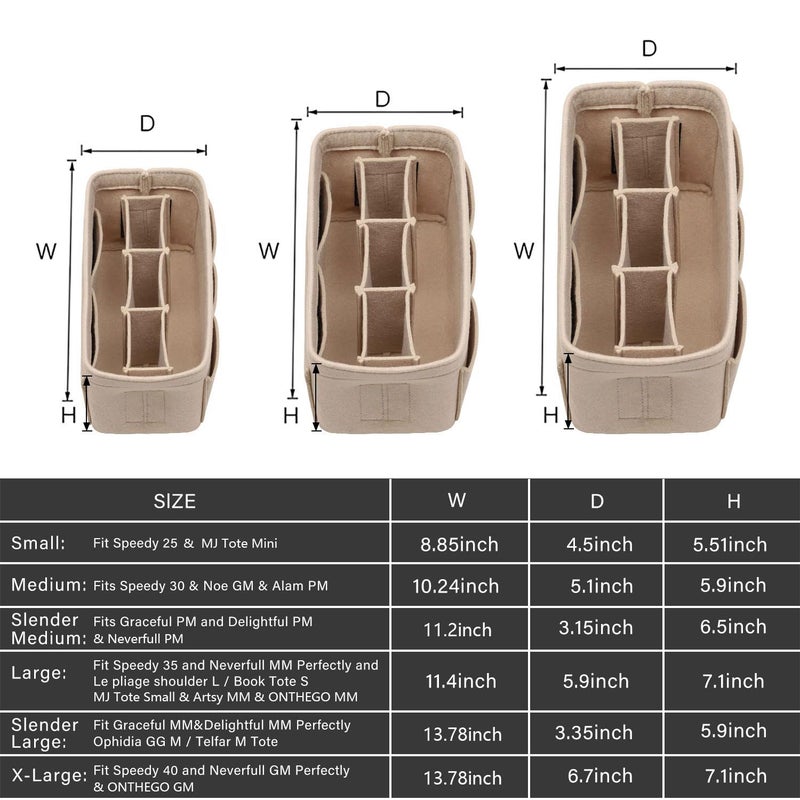 ZTUJO Purse Organizer Insert, Felt Bag Organizer For Handbag Purse Organizer,13 Colors, 6 Size (X-Large, Beige) - Image 2